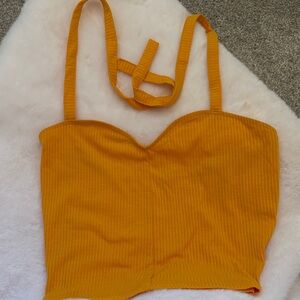 Vibrant Yellow Ribbed Crop Top